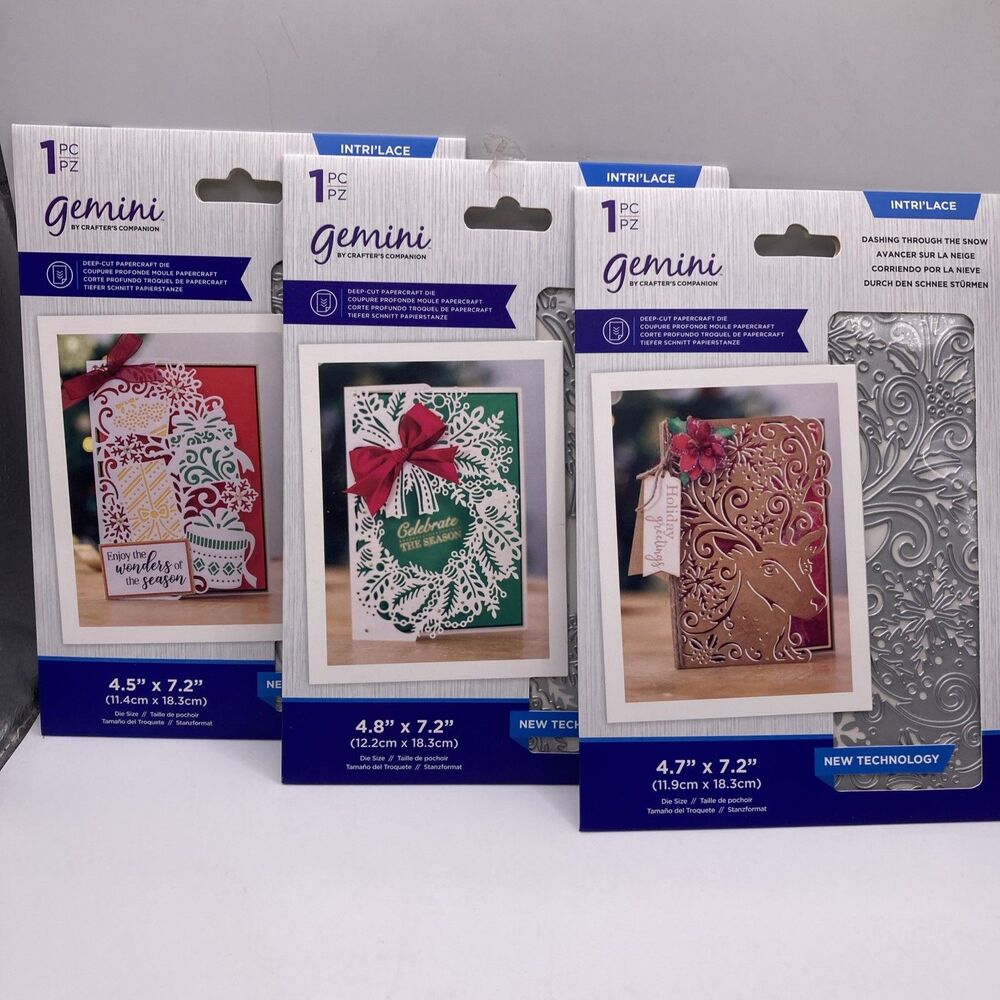 Gemini Crafters Companion Intri'lace Deep Cut Papercraft Die Set Of 3 Christmas